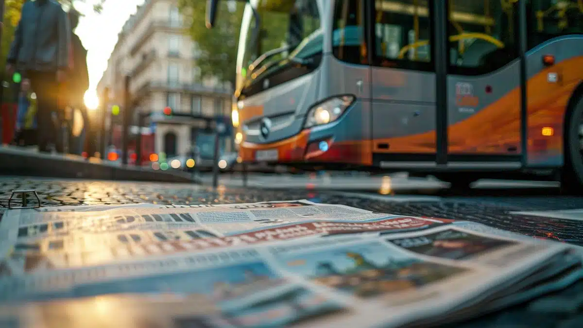 A newspaper headline about the switch from hydrogen to electric buses in France.