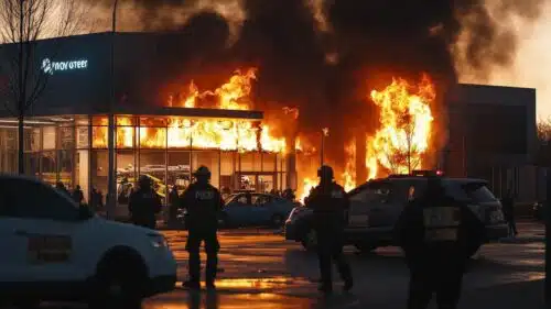 Que s'est-il vraiment passé à Lyon : un incendie mystérieux dans une concession automobile et une arrestation inattendue ?